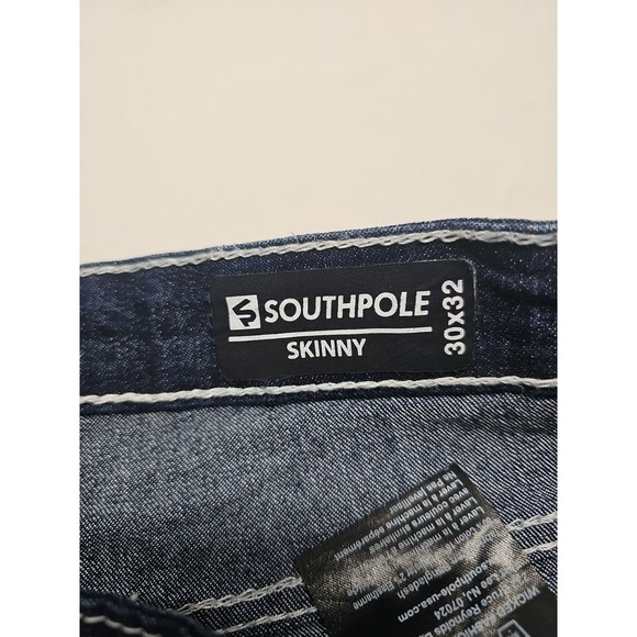 Southpole  Men's Biker/Moto Denim Pants Blue Size 30x32 Distressed - Picture 7 of 14